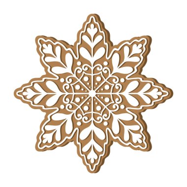 Zencefilli kar tanesi bayram kurabiyesi. Düz vektör illüstrasyonuName