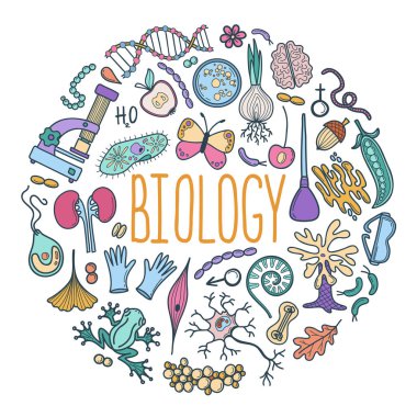 Harflerle el çizimi laboratuvar karalama elementleri. Garip çizgi sanatı beyaz arka planda vektör illüstrasyonlarını dener. Çember bileşimi