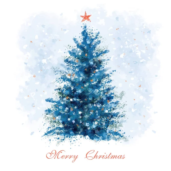 Pittura Mano Stile Acquerello Albero Natale Illustrazione Clip Art Natale — Vettoriale Stock