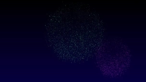 Движение Анимации Красочные Фейерверки Стреляющие Ночное Небо — стоковое видео