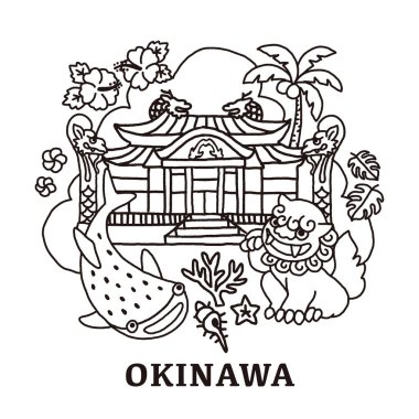 Okinawa, Shuri Kalesi, Koruyucu aslanlar, balina köpekbalığı, mercan, amber çiçeği