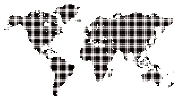 モザイクタイルのドットで世界地図 — ストックベクタ