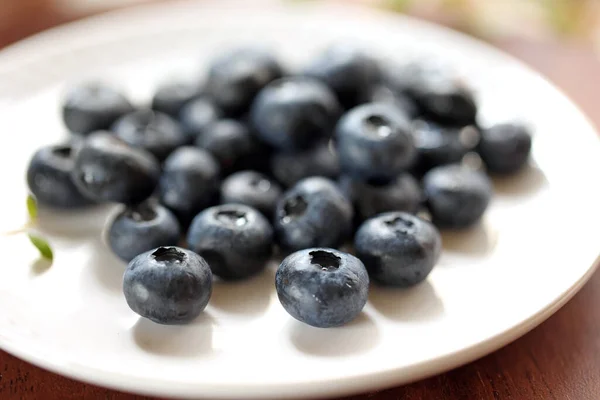 Fresh Blueberries Served White Plate — Stock Photo, Image