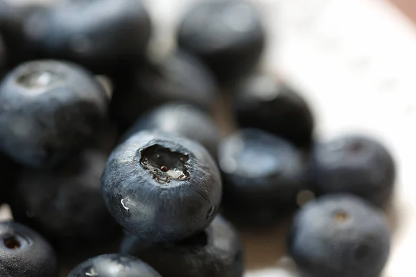 Close Fresh Blueberries White Plate — Stock Photo, Image