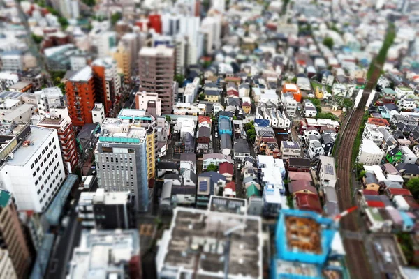 Yüksek Katlı Bir Bina Gözlem Güvertesinden Manzaralı Diyorama Benzeri Şehir — Stok fotoğraf