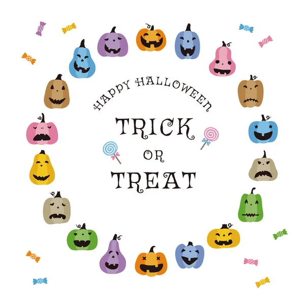 Couronne Halloween Avec Des Lanternes Des Bonbons Jack Colorés Citrouilles — Image vectorielle