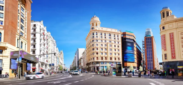 Kreuzung Auf Der Plaza Del Callao Madrid Spanien Konzept Des — Stockfoto
