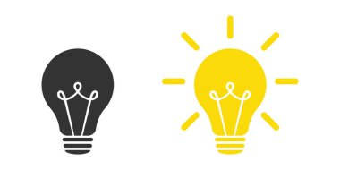 Lamba simgeleri ayarlandı. Fikir lambası ikonu koleksiyonu. Düz biçim - stok vektörü