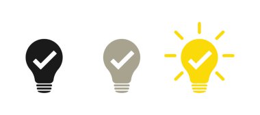 Lamba simgeleri ayarlandı. Fikir lambası ikonu koleksiyonu. Düz biçim - stok vektörü