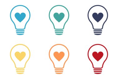Ampul, aşk, kalp. Simge ayarlandı
