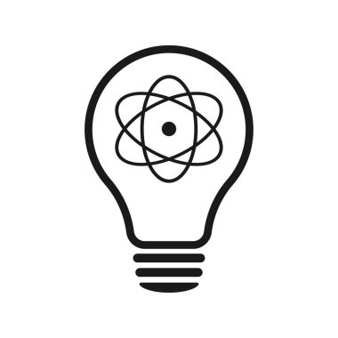 Atom bir ampul illüstrasyonunun içinde.