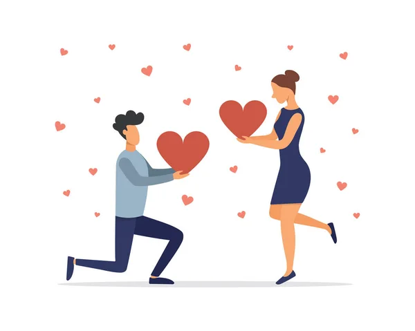 Valentine\'s Day. Loving couple with heart. Invitation, Poster, Social media post, Banner illustration. Vector illustration.