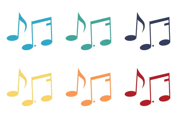 Musical notes icons set. Multicolored icons on a white background. Illustration