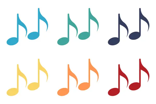 Musical notes icons set. Multicolored icons on a white background. Illustration