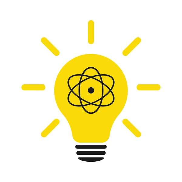 Atom inside a light bulb. Illustration on a white background.