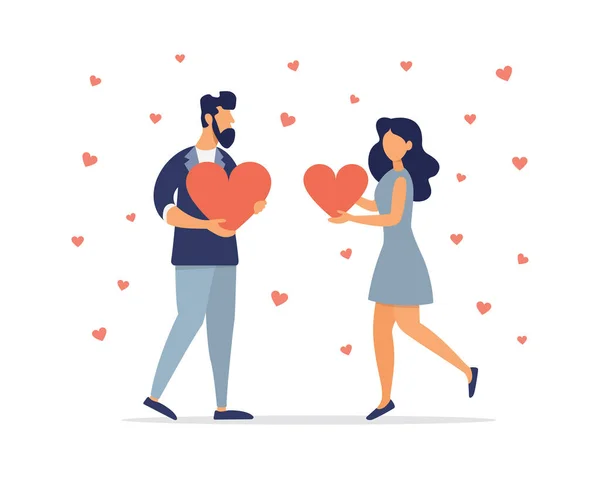 Sevgililer Günü Kalpli Sevgi Dolu Bir Çift Davetiye Poster Sosyal — Stok fotoğraf