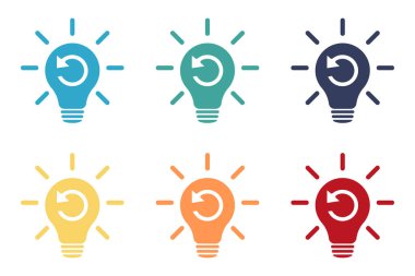 Ampul simgesinde tazeleme işaretleri. Lamba simgesi ayarlandı. Görüntü.