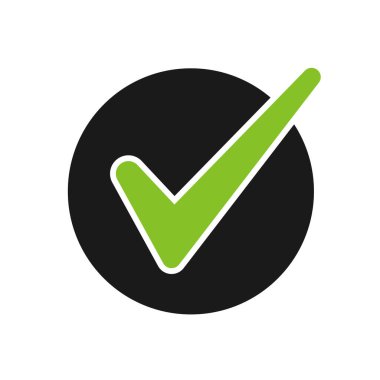 Vector check mark icon in a circle. Isolated on white background.	