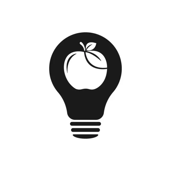 Apple icon on light bulb icon. Illustration.