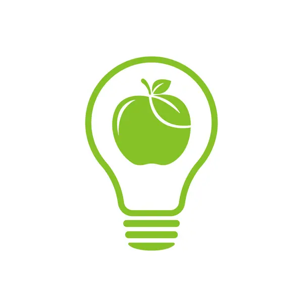 Apple icon on light bulb icon. Illustration.