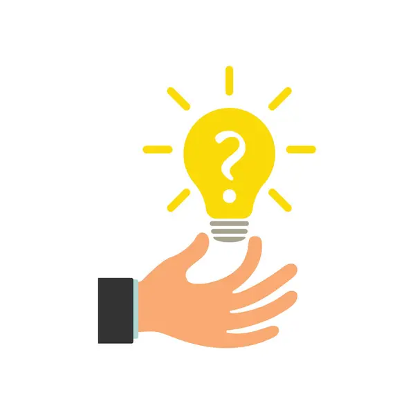 Glowing Light Bulb Businessman Hand Hand Light Bulb Question Information — Stock Photo, Image