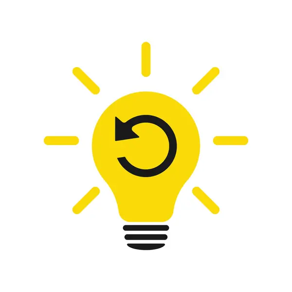 Refresh signs in light bulb icon. Lamp icon. Illustration