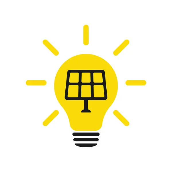 Light bulb with solar panel logo. Green energy concept.