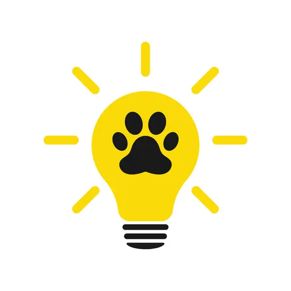 Animal paw icon on light bulb icon. Illustration