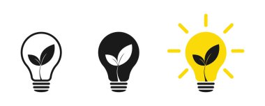 Yeşil yapraklı doğanın enerji lambası ışığı. İkonlar. Görüntü