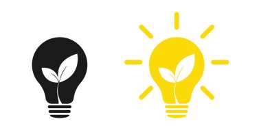 Yeşil yapraklı doğanın enerji lambası ışığı. İkonlar. Görüntü