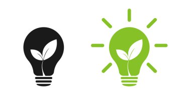 Yeşil yapraklı doğanın enerji lambası ışığı. İkonlar. Görüntü