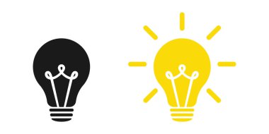 Lamba simgeleri ayarlandı. Fikir lambası ikonu koleksiyonu. Düz biçim - stok vektörü