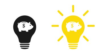 Ampulün içinde kumbara. Resim seti.