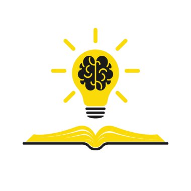 Lamba ve kitap ikonu. Başarı kavramı, fikirler