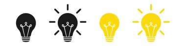 Lamba simgeleri ayarlandı. Fikir lambası ikonu koleksiyonu. Düz biçim - stok vektörü