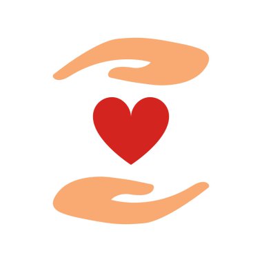 Kalp ellerinde. Simge. Görüntü