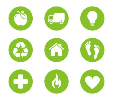 Çevre simgeleri ayarlandı. Web tasarımı. Doğa enerji konsepti. Görüntü.