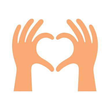 Kalp ellerde. Vektör illüstrasyonu.