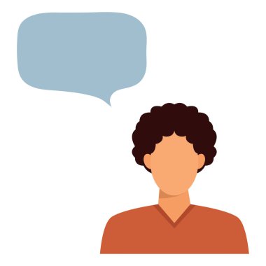 İnsan ve düşünce balonu. Vektör illüstrasyonu