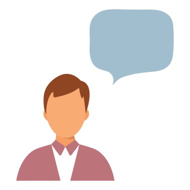 İnsan ve düşünce balonu. Vektör illüstrasyonu