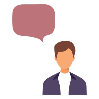 İnsan ve düşünce balonu. Vektör illüstrasyonu