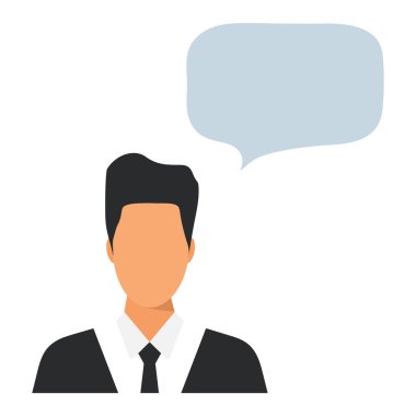 İnsan ve düşünce balonu. Vektör illüstrasyonu