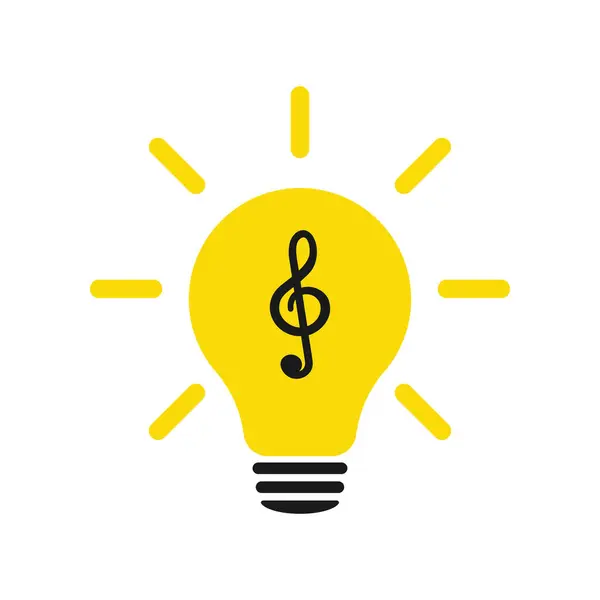The idea of a creative light bulb with a violin key.