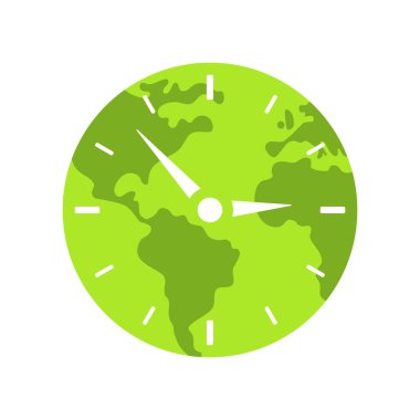 Saati olan bir dünya. Vektör illüstrasyonu.