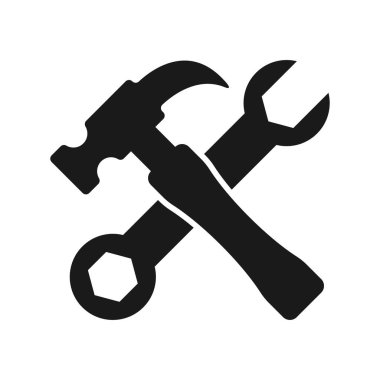 İngiliz anahtarı ve çekicin vektör çizimi