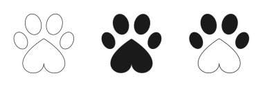 Animal paw icons set. Flat design. Vector illustration.	
