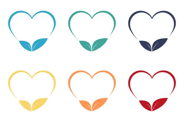 Leaf Heart Icon Set Illustrations — Stock Photo, Image