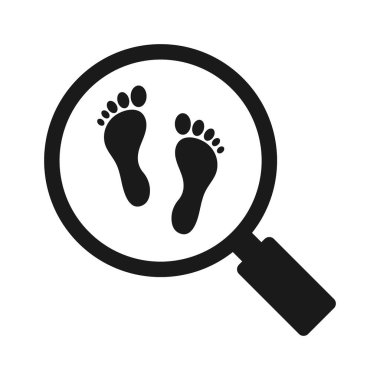 Büyüteç ve ayak izi ikonu. Görüntü
