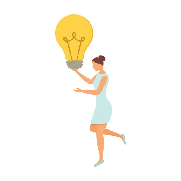 Brainstorming Project Management Generating New Ideas Woman Light Bulb Illustration — Stock Photo, Image