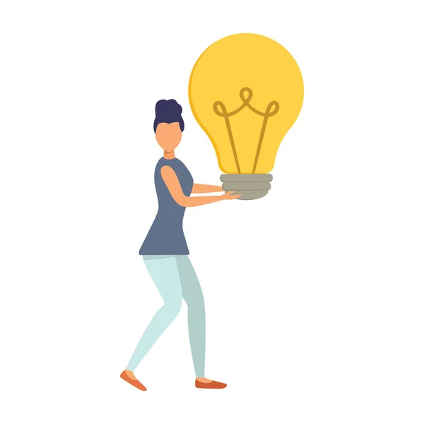 Brainstorming Project Management Generating New Ideas Woman Light Bulb Illustration — Stock Photo, Image